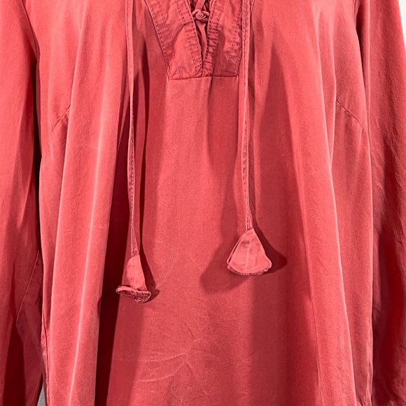 J. Jill Tencel Long Sleeve Terracotta Red Lace-Up Front Blouse Top Size … - Picture 3 of 9